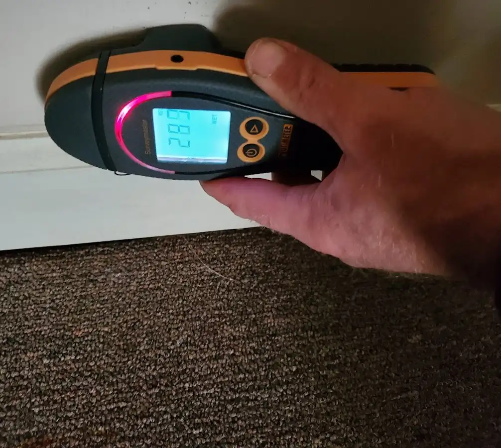 Moisture detection at baseboard during Sewage Cleanup & Sanitation in Queen Creek